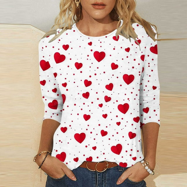 TrendVibe365 Valentines Day Vintage Tees for Women Christmas Heart Date ...