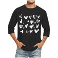 thumbnail image 1 of TrendVibe365 Valentines Womens Tops Mens Casual Tops 3/4 Sleeves Plus Size Round Neck Polyester Casual Love Heart Printed Lover Gift Blouse Tops for Valentines Gifts Pink 3XL, 1 of 3