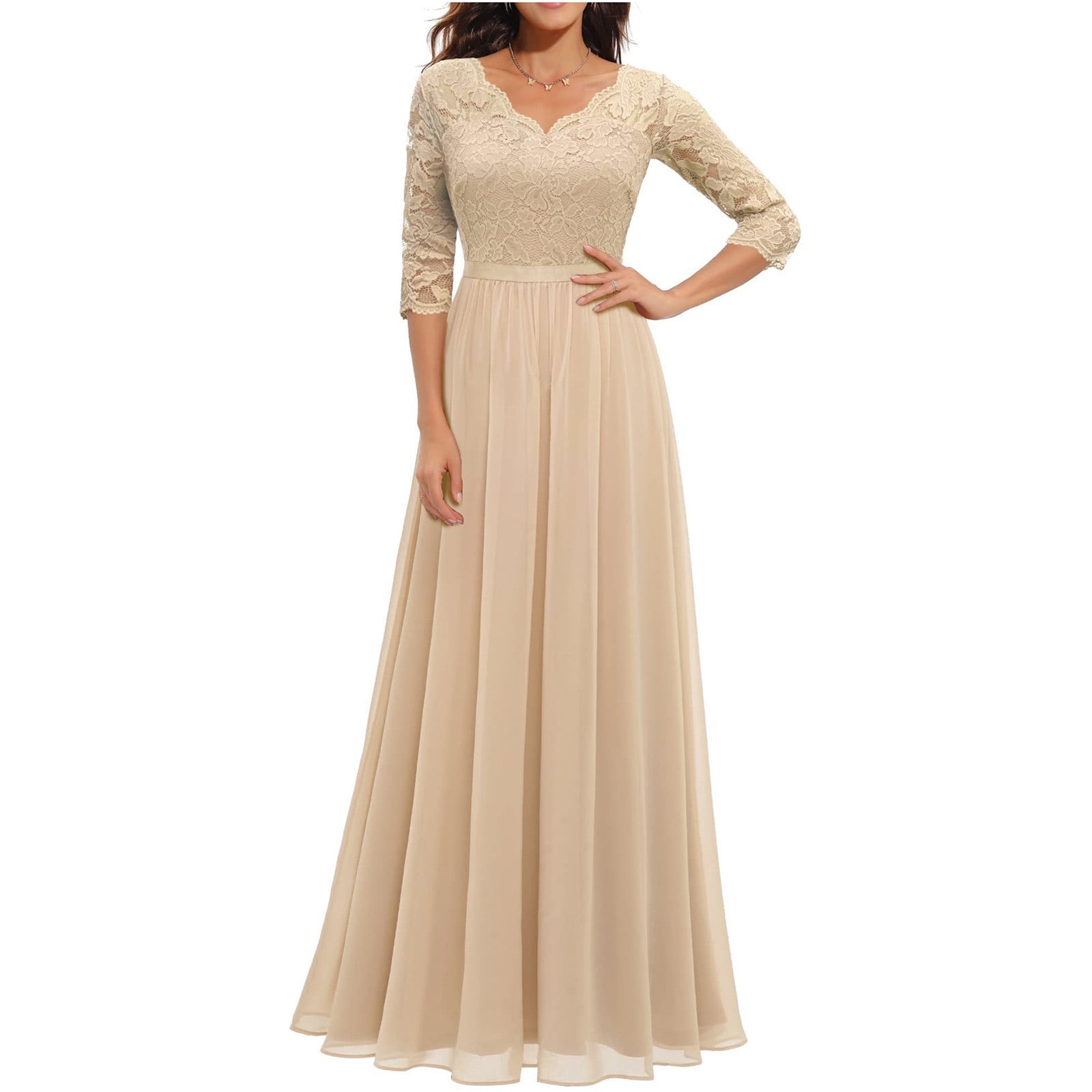TrendVibe365 Beige V Neck Formal Dress A Line Egypt Ubuy