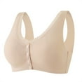 thumbnail image 1 of TrendVibe365 No Wire Bras for Women Plus Size Lace Trim Wirefree Push up Bralettes Padded Button Front Closure Wide Strap Corset Full Coverage Crop Tank Top Comfy Shapewear Brown 3XL, 1 of 2