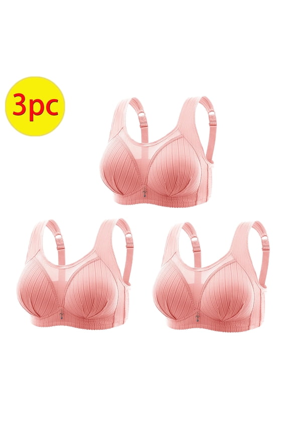 Wire Free Bras with Support and Lift Womens Plus Size Multipack Mesh No Underwire Push up Bralettes Padded Adjustable Strap Corset Bra Full Coverage Crop Cami Top Cute Lingerie Pink 3XL