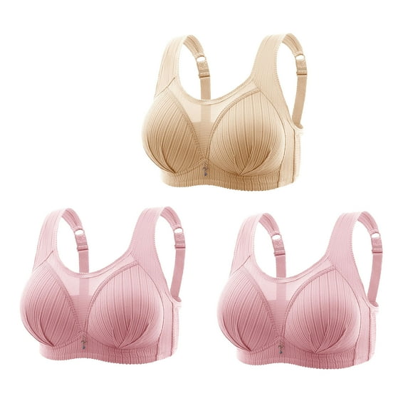 successthop Wirefree Bras with Support and Lift Womens Multipack Mesh Wirefree Push up Bralettes Padded Adjustable Strap Corset Full Coverage Crop Cami Top Cute Lingerie Nude XL
