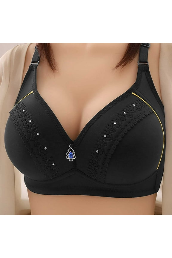 Wireless Bras for Women Black 38 No Underwire Push Up Everyday Bra Solid V Neck Daily Bra Breathable Spaghetti Straps Basic Bralette Comfortable Cozy Bras Lingerie