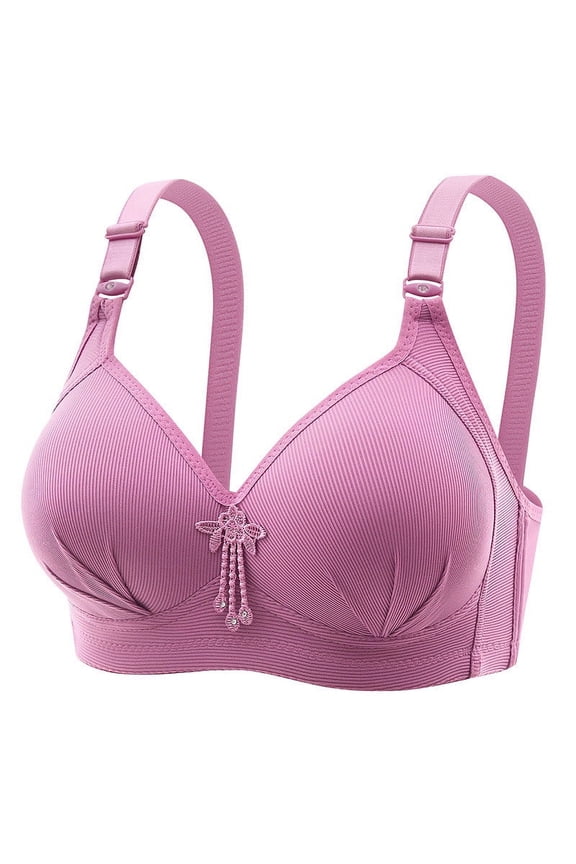 Wireless Bras for Women No Underwire Push up Bralette Padded Triangle Adjustable Strap Corset Bra Full Coverage Crop Cami Top Comfy Lingerie Purple M