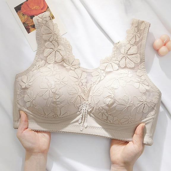 TrendVibe365 Wireless Push up Bra Womens Lace Wirefree Push up Bralette Padded Wide Strap Longline Corset Full Coverage Crop Tank Top Cute Underwear White 2XL