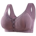 thumbnail image 1 of TrendVibe365 Women Bras Cotton No Underwire Push up Bralettes Padded Button Front Closure Wide Strap Corset Bra Full Coverage Crop Tank Top Comfortable Lingerie Purple 38, 1 of 2