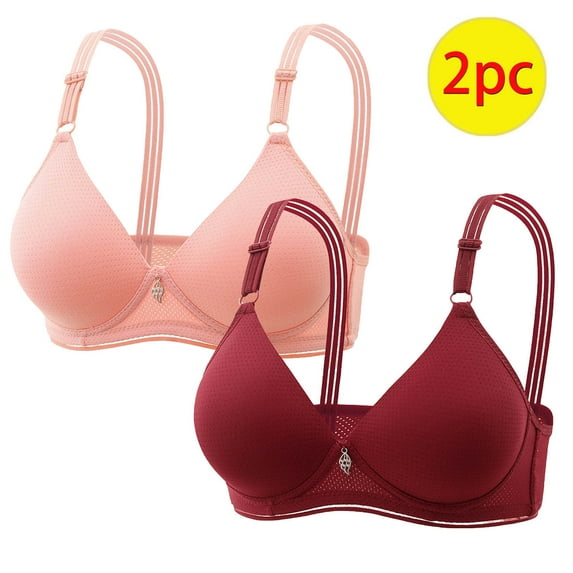 TrendVibe365 Women Bras Multipack Wireless Push up Bralettes Padded Triangle Adjustable Strap Bustier Full Coverage Crop Cami Top Cute Underwear Red 42/85