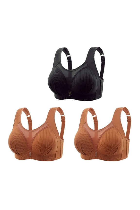 Women Bras No Underwire 3 Pack Mesh No Underwire Push up Bralette Padded Adjustable Strap Corset Bra Full Coverage Crop Cami Top Comfy Underwear Black XL