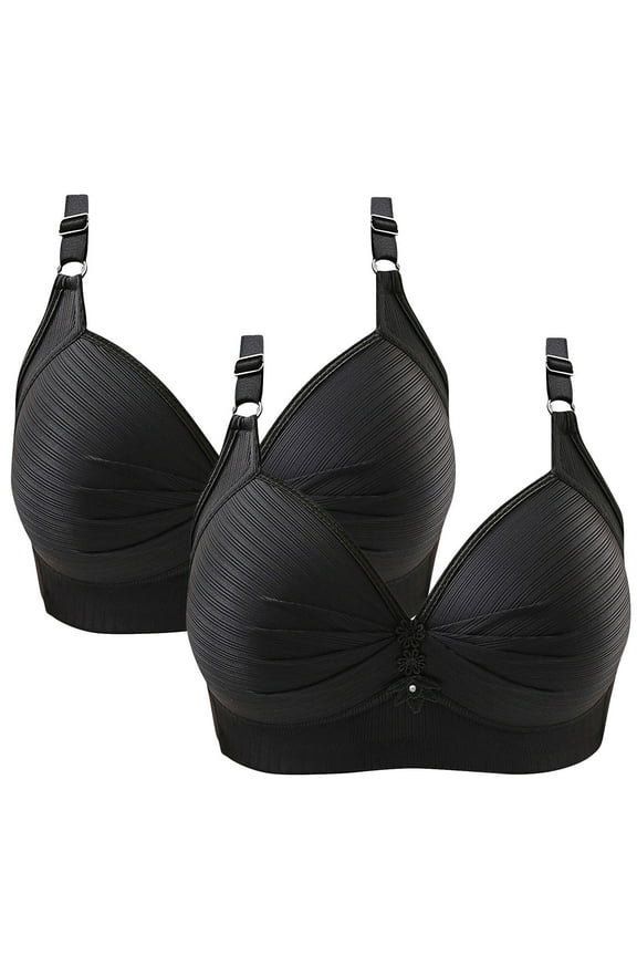 Women Bras No Underwire Multipack No Wire Push up Bralette Padded Triangle Adjustable Strap Corset Top Full Coverage Crop Cami Top Comfortable Underwear Black XL