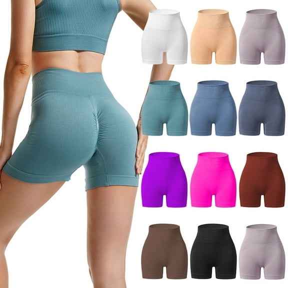 successthop Women's Yoga Shorts High Waisted Booty Shorts Seamless Scrunch Butt Biker Short Leggings Womens Yoga Shorts Under $4 Exercise Activewear Shapewear Green Clothes