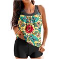 thumbnail image 1 of successthop Womens 2 Piece Swimsuits Tankini Blue Bathing Suits with Boyshorts Tank Floral Swimwear Beachwear XL, 1 of 3