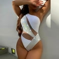 thumbnail image 1 of successthop Womens Bathing Suits One Piece Tummy Flattering Glitter Sparkly One Shoulder Bikinis Backless Monokinis Patchwork Hollow Cutout Swimming Suits Modest High Cut Tankinis, 1 of 6