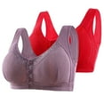 thumbnail image 1 of TrendVibe365 Womens Bra Multipack Cotton Floral No Wire Push up Bralette Padded Button Front Close Wide Strap Corset Top Full Coverage Crop Tank Top Cute Underwear Red 42, 1 of 2