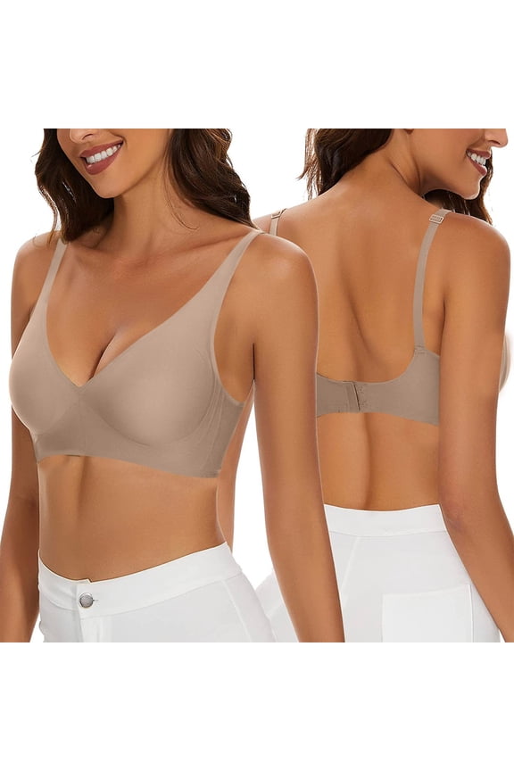 Womens Bras Comfortable Wireless Push up Tshirt Bralettes Triangle Plunge Adjustable Strap Bustier Full Coverage Crop Cami Top Comfortable Underwear Nude L