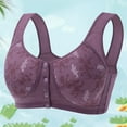 thumbnail image 1 of TrendVibe365 Womens Bras for Older Women Daisy Floral Wirefree Push up Bralette Padded Button Front Closure Wide Strap Corset Full Coverage Crop Tank Top Sexy Shapewear Purple 2XL, 1 of 4