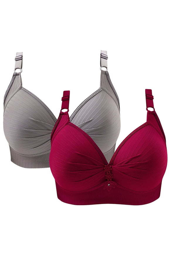 TrendVibe365 Womens Bras Plus Size Pack of 2 No Underwire Push up Bralettes Padded Triangle Adjustable Strap Corset Bra Full Coverage Crop Cami Top Cute Shapewear 5XL