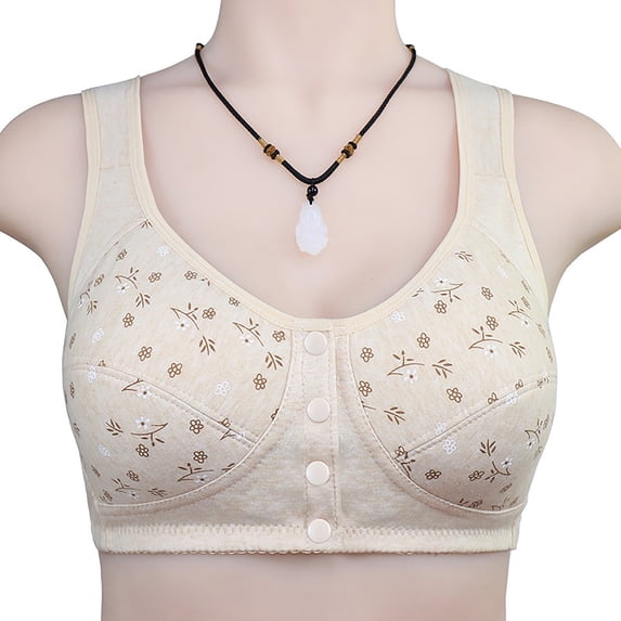 TrendVibe365 Womens Bras No Wire Plus Size Brown 44 Button Front No Underwire Push Up Everyday Bralette Floral U Neck Daily Bralette Breathable Wide Strap Basic Bra Comfortable Cozy Bras Lingerie