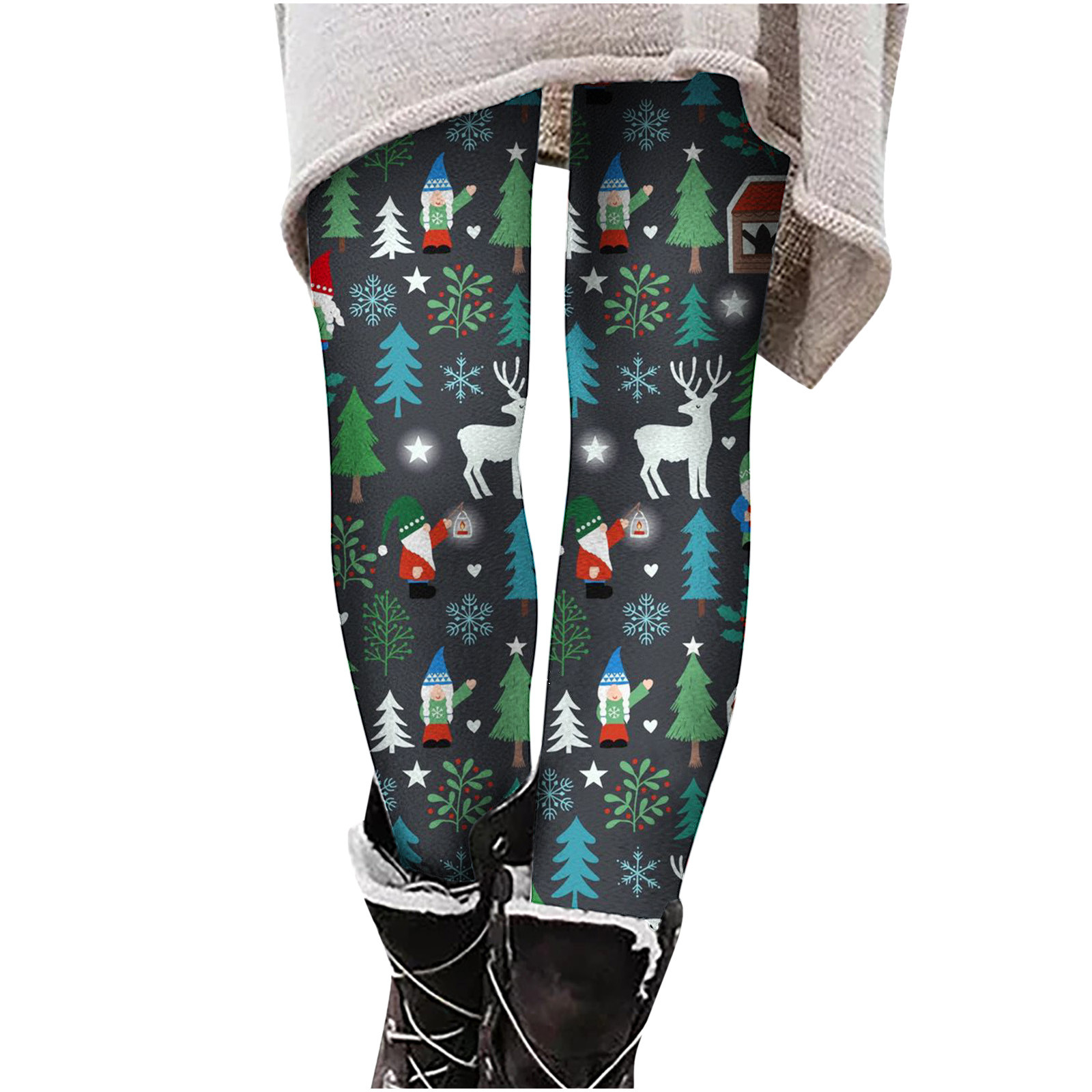TrendVibe365 Womens Christmas Leggings Scrunch Butt Yoga Pants Reindeer