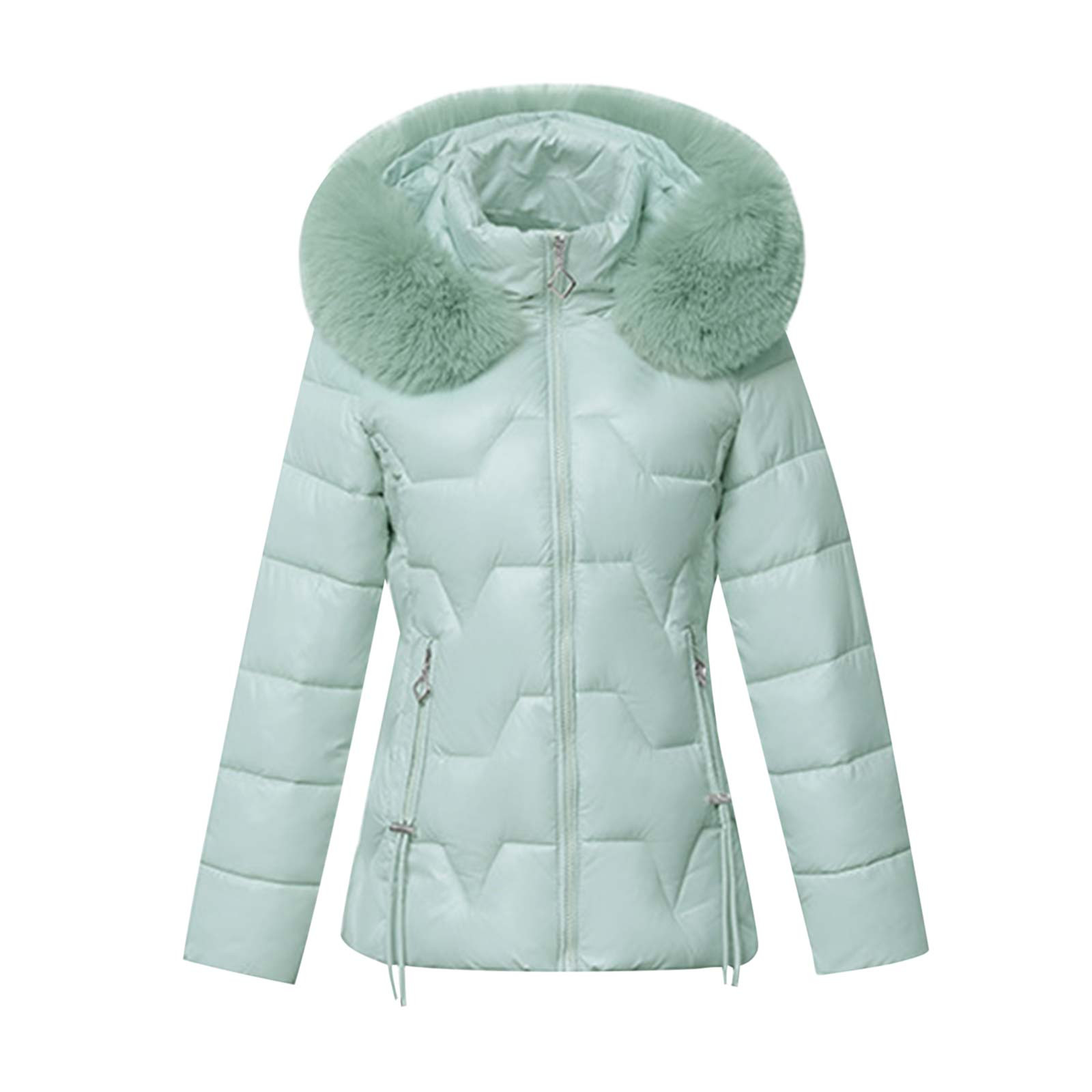 TrendVibe365 Womens Down Puffer Jacket Packable with Hood Green Long