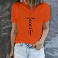 thumbnail image 1 of TrendVibe365 Womens Easter Shirts Short Sleeve Cross Printed Letters Holiday Gifts Shirts Crew Neck Pullovers Short Sleeve Tops Slim Sexy Novelty Faith Blouse Outfit Orange XL(US=10), 1 of 7