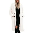 thumbnail image 1 of successthop Womens Fleece Lined Jacket White Button up Robe Jacket No Hood Solid Warm Coats Long Thermal Outwear Fuzzy Long Sleeve Winter Clothes Collar Jacket Soft Comfy Top, 1 of 5