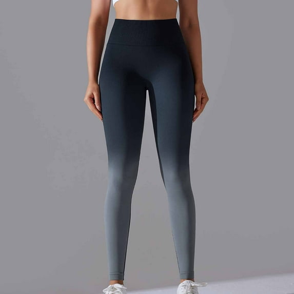 TrendVibe365 Womens Leggings High Waisted Activewear Gradient Stretchy Workout Yoga Pants High Waisted Scrunch Butt Leggings Tights Casual Slim Sports Trousers Soft Elegant Running Curvy Pants Black