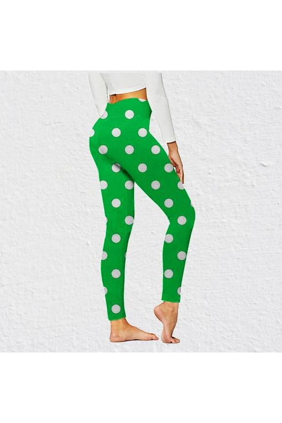 Womens Leggings High Waisted Activewear Polka Dots Stretchy Workout Yoga Pants High Waisted Butt Lifting Leggings Tights Casual Slim Sports Trousers Soft Elegant Running Curvy Pants