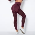 thumbnail image 1 of TrendVibe365 Womens Leggings High Waisted Solid Color Patchwork Hollow Out Stretchy Athletic Yoga Pants High Waisted Butt Lifting Leggings Tights Casual Slim Sports Trousers Red L, 1 of 5
