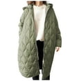 thumbnail image 1 of successthop Womens Long Puffer Coat Below Knee Oversized Green Long Sleeve Down Jacket No Hood Long Winter Coats Packable Warm Outerwear Plain Thick Coat Zip Winter Clothes with Pockets Outfits, 1 of 5