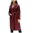 thumbnail image 1 of TrendVibe365 Womens Puffer Coat with Belt Long Sleeve Down Jacket without Hood Below Knee Winter Coats Midweight Warm Outerwear Plain Thick Coat with Belts Buttons Winter Clothes with Pockets 2023, 1 of 4