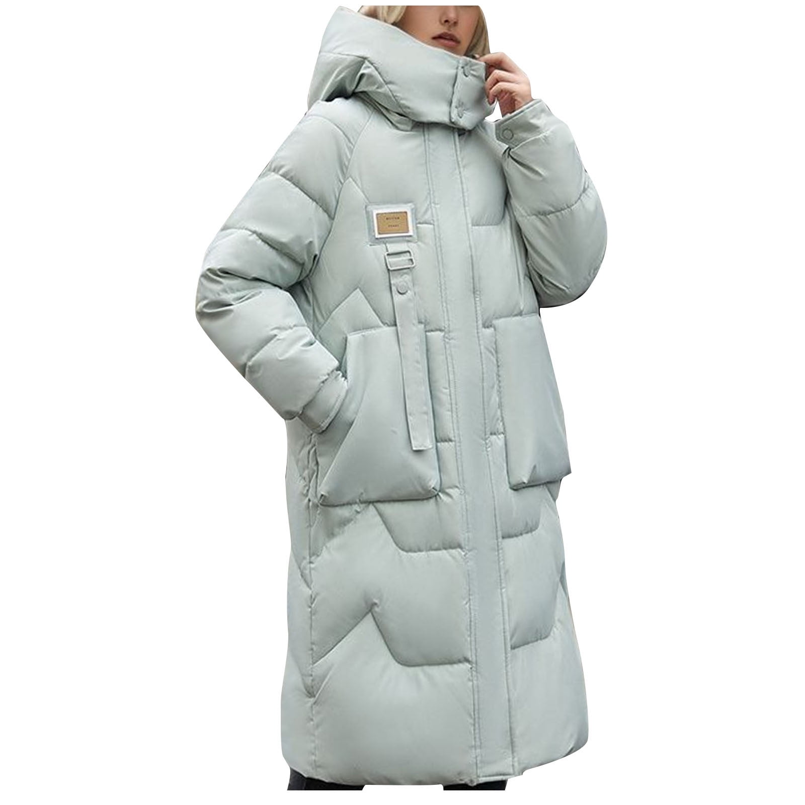 TrendVibe365 Womens Puffer Jackets and Coats Green Long Sleeve
