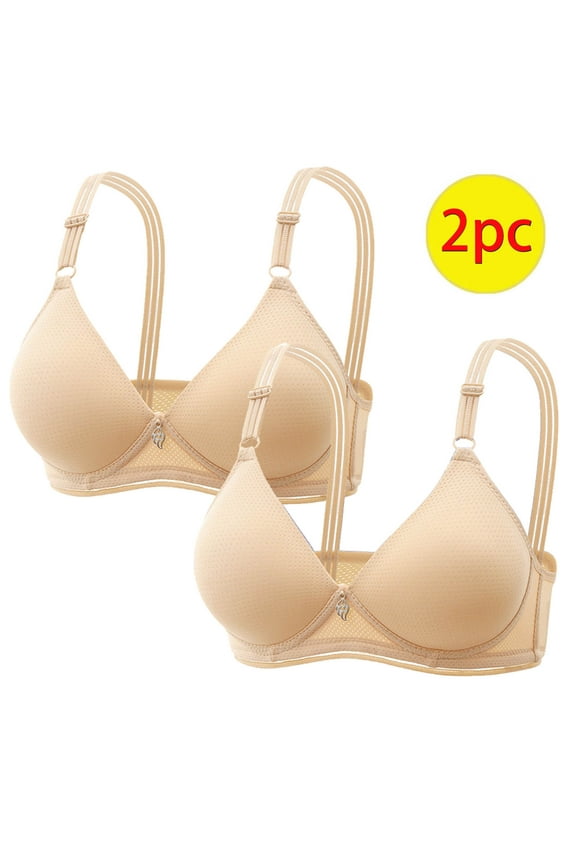 Womens Push up Bra Multipack Wireless Push up Bralettes Padded Triangle Adjustable Strap Bustier Full Coverage Crop Cami Top Comfort Underwear Nude 36/80