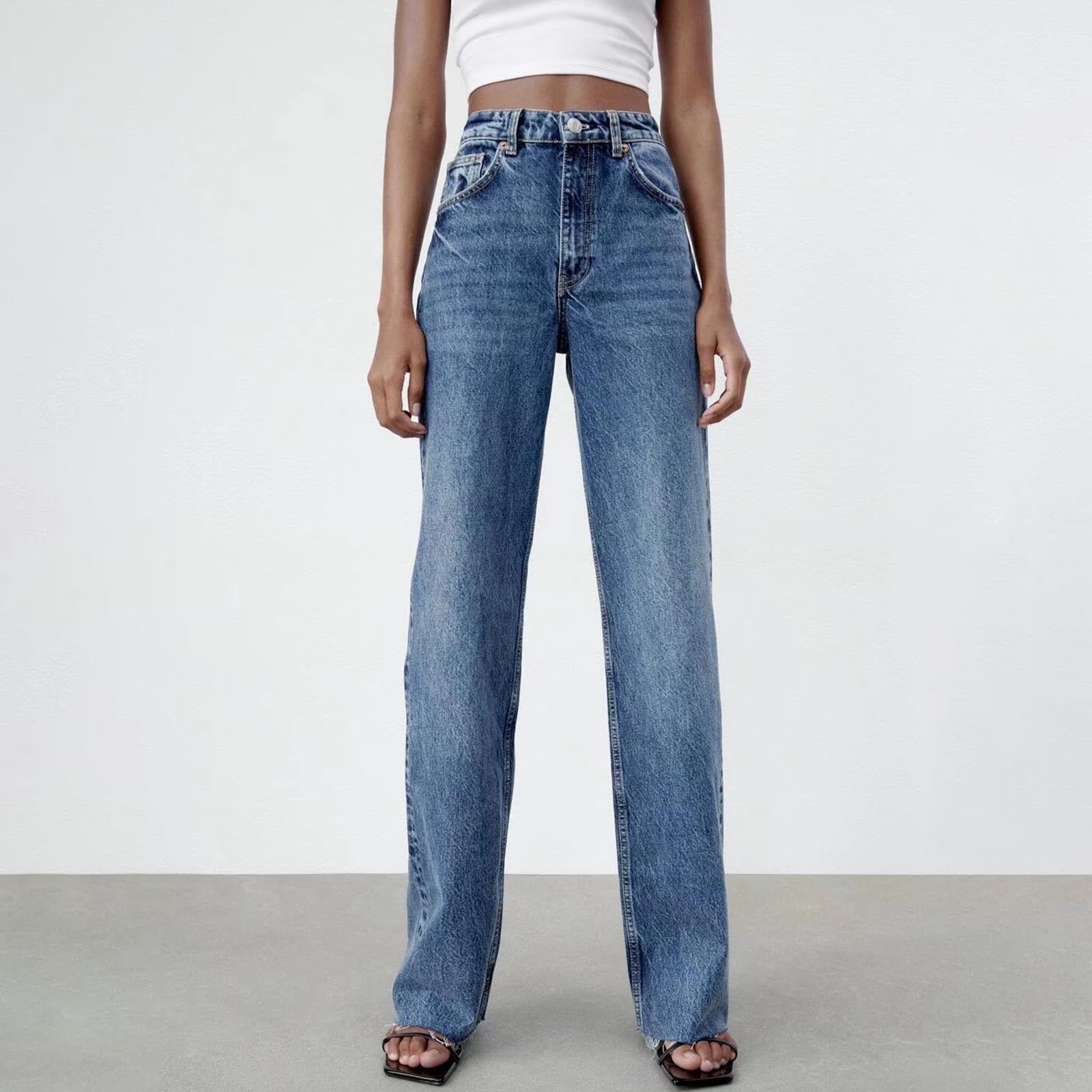 TrendVibe365 Womens Straight Leg Jeans Denim Casual Street Heritage ...