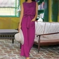 thumbnail image 1 of TrendVibe365 Womens Summer Outfits Solid Color Crewneck Sleeveless Shirts and Wide Leg Long Pants Fashion Vacation Pajamas Lounge Set Loungewear Summer Outfits, 1 of 6