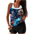 thumbnail image 1 of successthop Womens Tankini Swimsuits Blue Two Piece Bathing Suits with Boyshorts Tank Floral Swimwear Beachwear L, 1 of 5