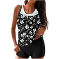 thumbnail image 1 of successthop Womens Tankini Swimsuits with Shorts Black Two Piece Bathing Suits Boyshorts Tank Floral Swimwear Beachwear L, 1 of 5