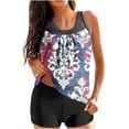 thumbnail image 1 of TrendVibe365 Womens Tankini with Shorts Blue Two Piece Swimsuits Boyshorts Tank Bathing Suits Floral Swimwear Beachwear 2XL, 1 of 3