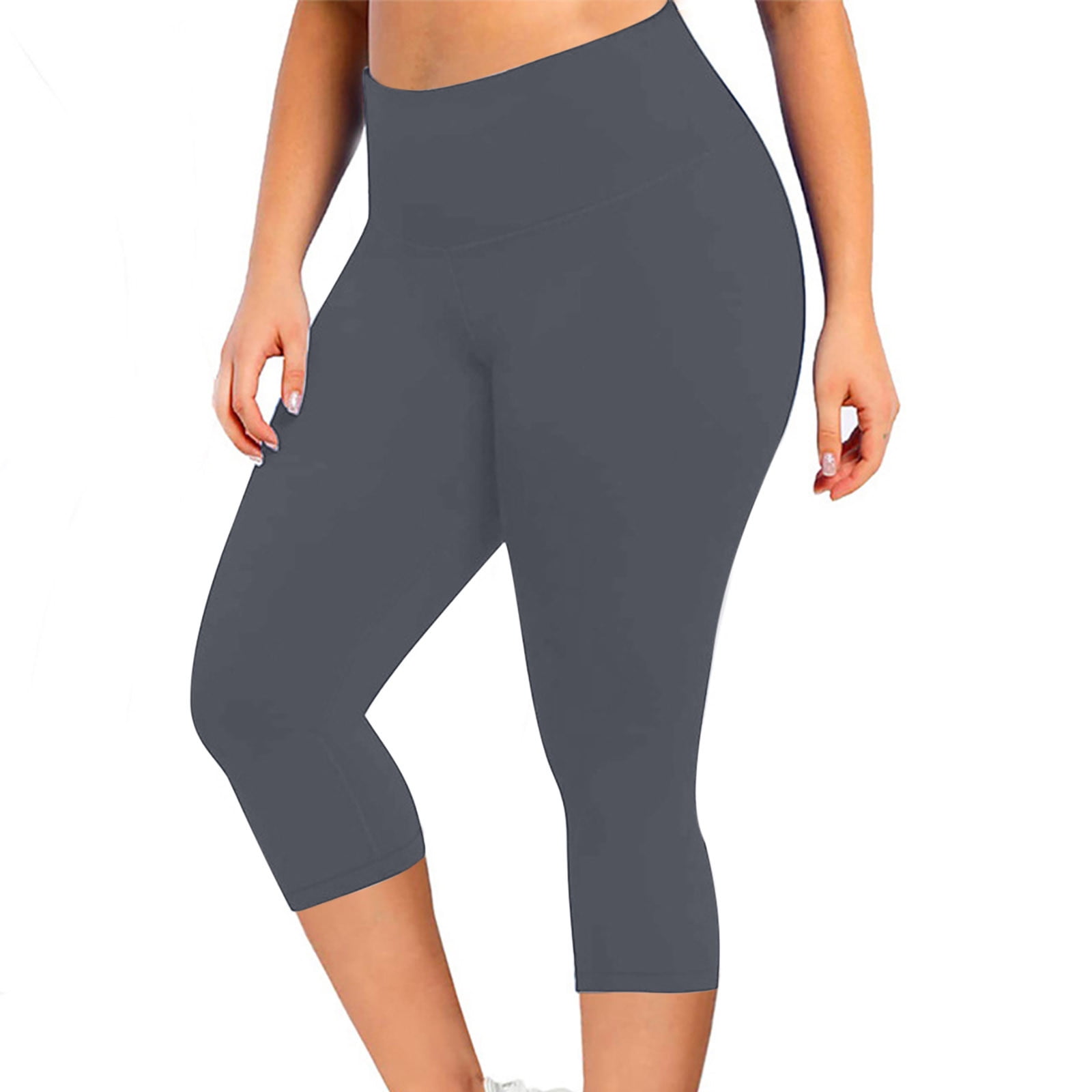 Trendvibe365 Womens Workout Leggings Plus Size Yoga Stretchy Capris Leggings Running High Rise 6946