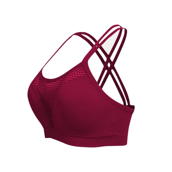 successthop Workout Bra Women Mesh No Underwire Push up Bralette Padded U Back Wide Strap Support Corset Bra Full Coverage Crop Tank Top Comfortable Shapewear Pink L