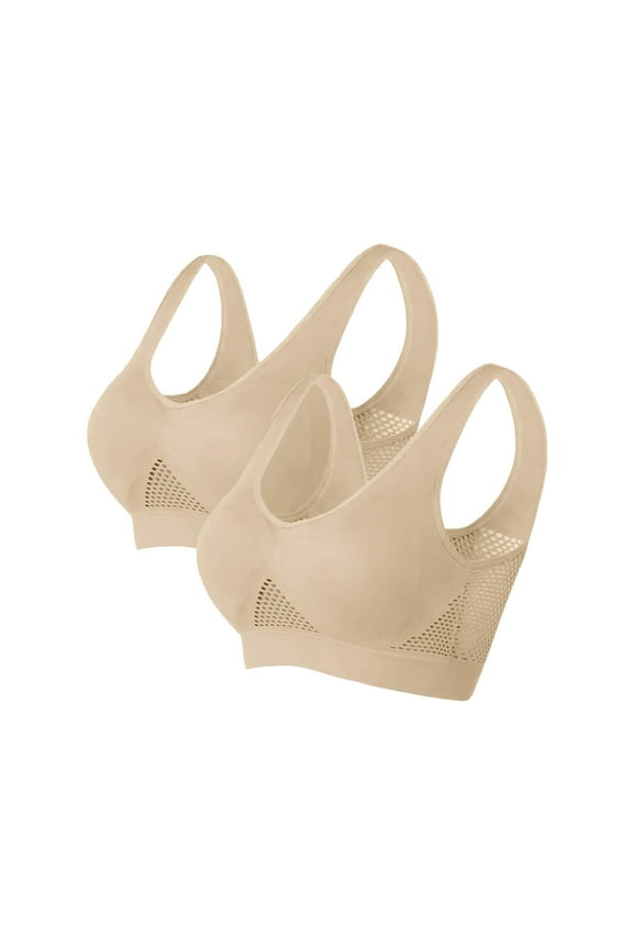 successthop Workout Bras Women Plus Size Multipack Mesh Wireless Push up Bralettes Padded U Back Wide Strap Supportive Bustier Full Coverage Crop Tank Top Comfortable Shapewear Brown 3XL