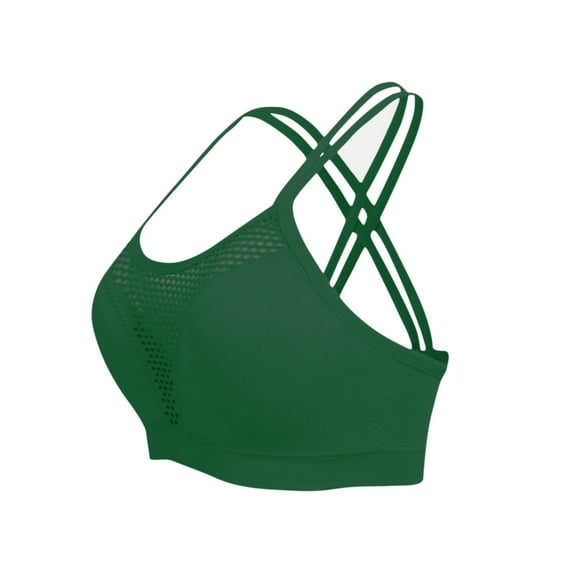 successthop Yoga Bras for Women Mesh Wirefree Push up Bralettes Padded U Back Wide Strap Supportive Corset Full Coverage Crop Tank Top Comfortable Shapewear Green 2XL