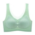 thumbnail image 1 of TrendVibe365 Yoga Bras for Women No Wire Push up Seamless Bralette Padded U Back Wide Strap Supportive Corset Top Full Coverage Crop Tank Top Comfy Underwear Green 2XL, 1 of 5