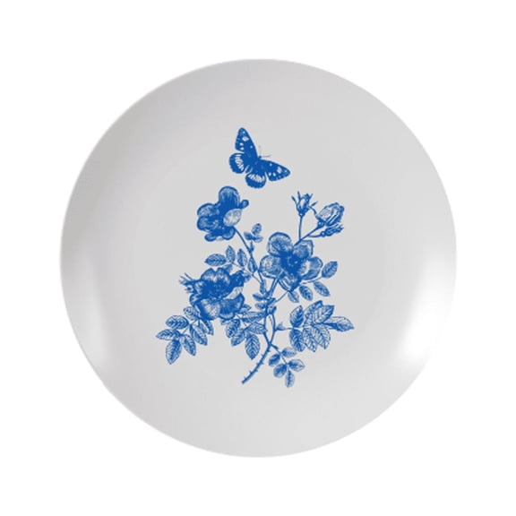 Trendables Botanical Design White /Blue Floral Plastic Salad Plates 8 Inch 10 Ct.