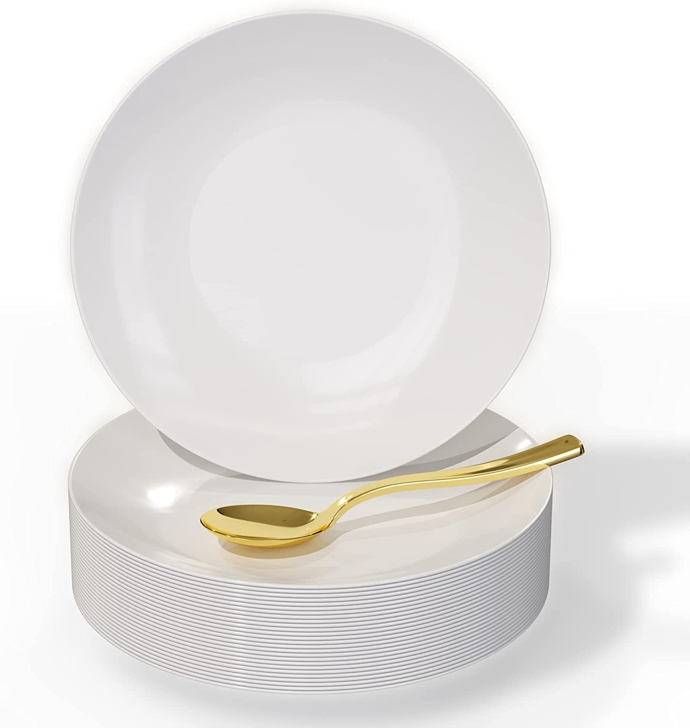 Trendables Disposable Dessert Plates With Gold Spoons - Plastic Wedding ...