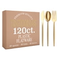 thumbnail image 1 of Crown Display Plastic Forks and Spoons 120 Combo Pack Gold Disposable Silverware Set, 1 of 5