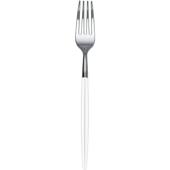 Trendables Two Tone White / Silver Plastic Forks Wedding Cutlery 20 Set
