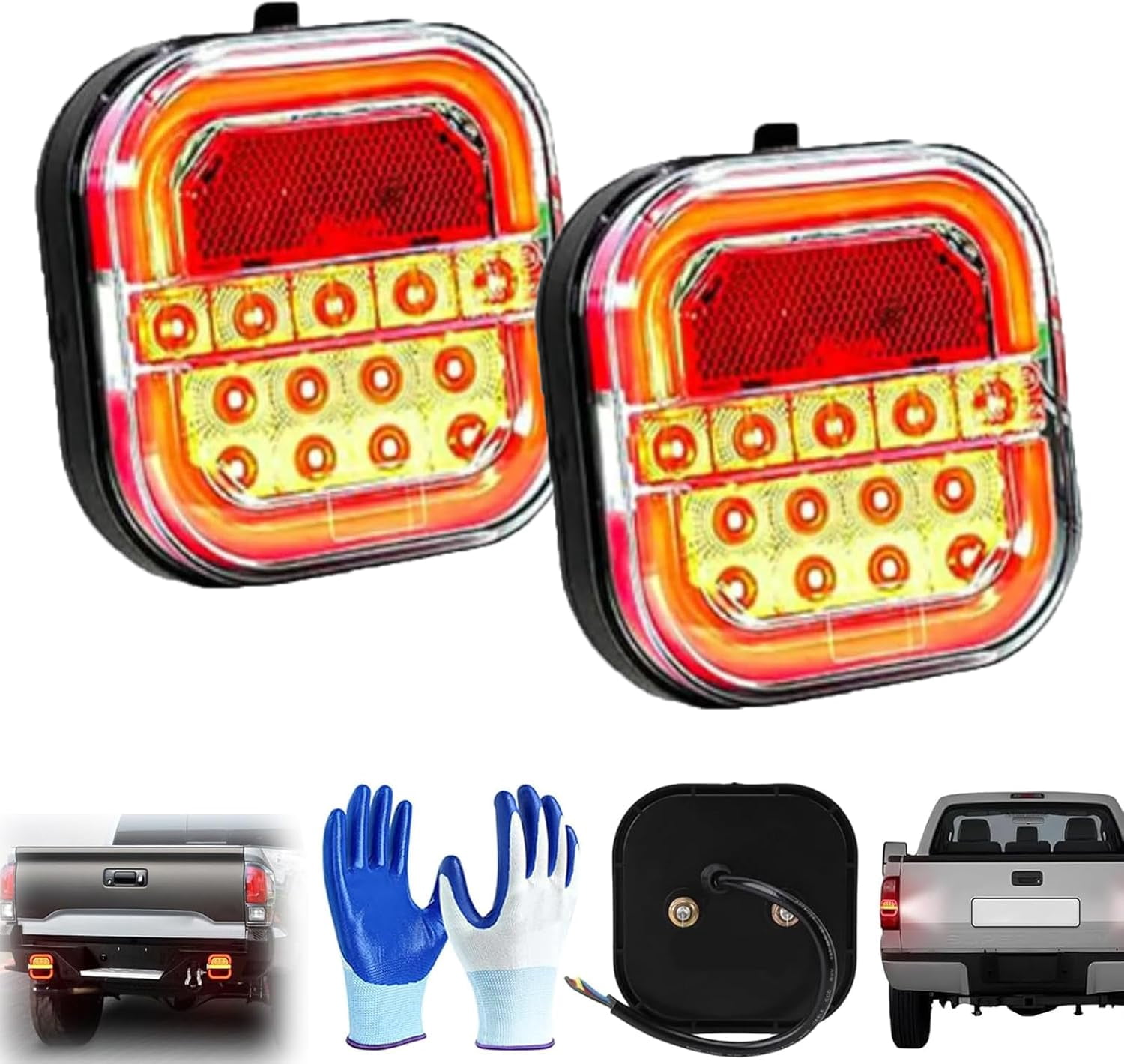 Trendfetchus Wireless Tail Lights, Car LED Trailer Lights, Wireless Magnetic Taillights, Magnetic Tail Lights for Trailers, Bluetooth Trailers Lights, 2-in-1 Warning/Lighting