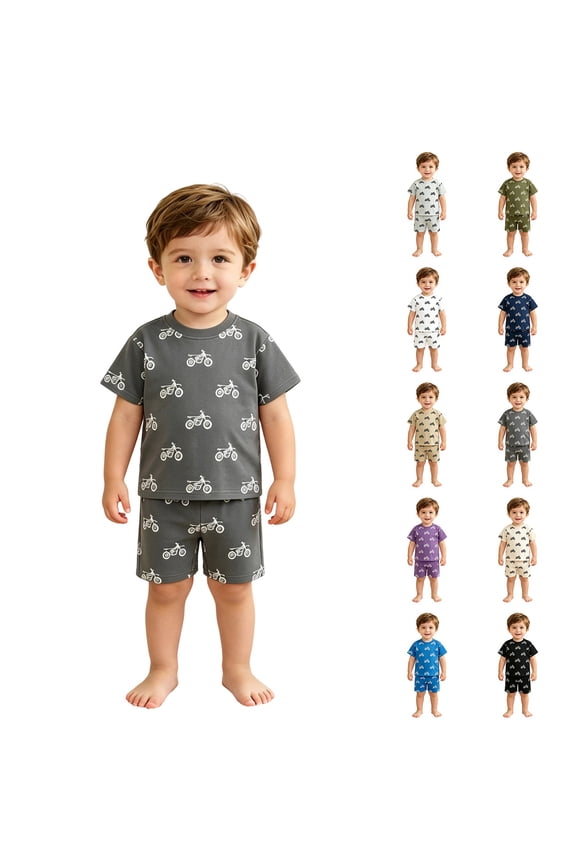 Boys Animated Tracksuit Crew Neck Short Sleeve Cute Patterned Character Top and Shorts Summer Running Sportswear 2 Piece Set