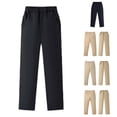 thumbnail image 1 of Trendfront Boys Back To School Uniform Pants Pull On Elastic Waist Drawstring Side Pockets Loose Straight Leg Everyday Classroom Bottoms, 1 of 5