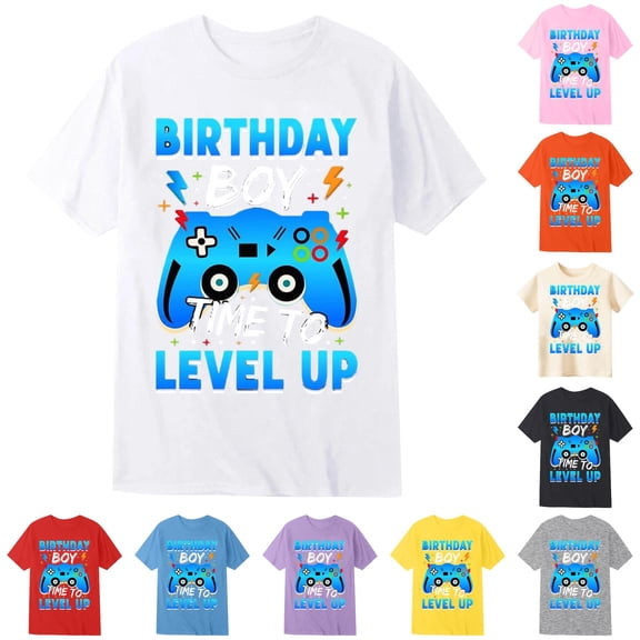Trendfront Boys Birthday Boy Tops Round Neck Short Sleeve T Shirts Gaming Player Gamer Summer Fashion Casual Trendy Flattering Everyday Loose Tee